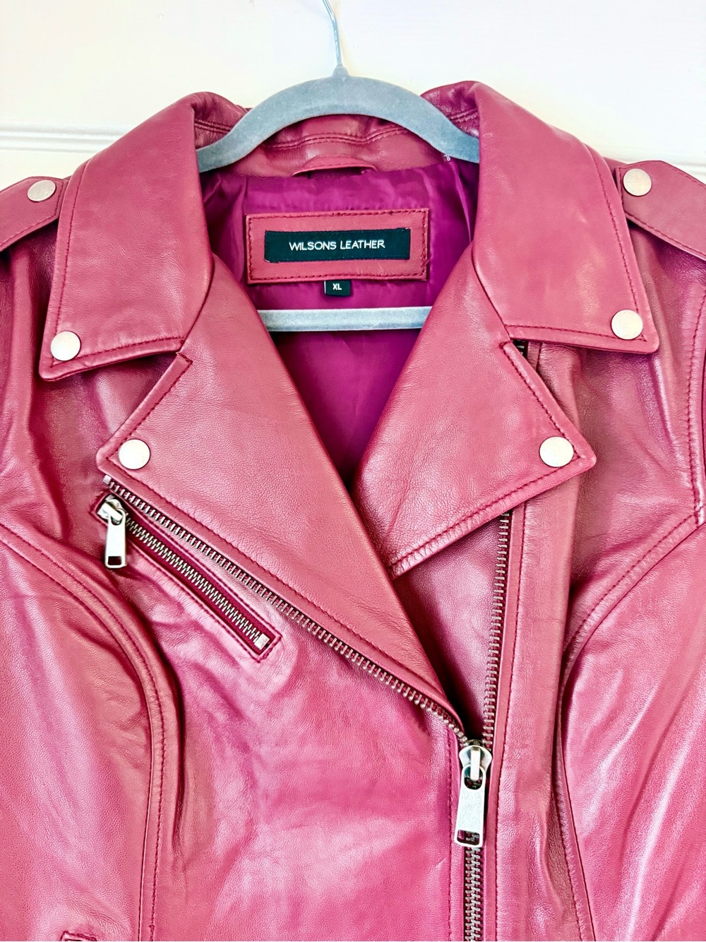 WILSONS LEATHER • Women’s Red Leather Moto Jacket • Size XL • Never Worn - Picture 4 of 8